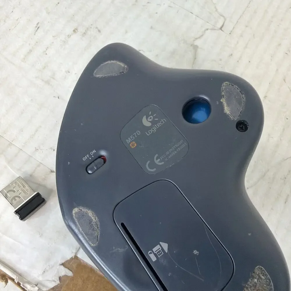 Logitech M575 Wireless Trackball Mouse Black w/ USB Receiver Dongle Tested As Is